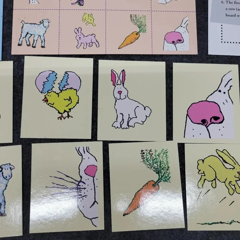 Cute Vintage Easter Bingo Game Kids Fun Play Time